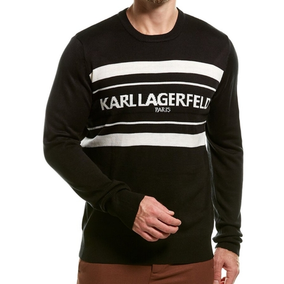 Karl Lagerfeld Other - NWT KARL LAGERFELD L BLACK WITH WHITE LOGO SWEATER cotton/acrylic